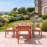 Teak Set 120cm Maximus Round Fixed Table, 4cm Top (4 x Marlow Stacking Chairs) Cushions Included: Beautiful Outdoor Teak Seat - UK and Ireland garden setting - image 5 Teak Set 120cm Maximus Round Fixed Table, 4cm Top (4 x Marlow Stacking Chairs) Cushions Included: Beautiful Outdoor Teak Seat - UK and Ireland garden setting - image 5