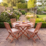 Teak Set 120cm Sunshine Folding Table (4 Folding Chairs) Cushions included - Contemporary Teak Garden Furniture Set - UK and Ireland garden setting - image 4 Teak Set 120cm Sunshine Folding Table (4 Folding Chairs) Cushions included - Contemporary Teak Garden Furniture Set - UK and Ireland garden setting - image 4