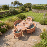 Teak Set Oval 180-240cm Extending Table 4cm Top (2 San Francisco Chairs 2 Benches) Cushions included - Contemporary Teak Garden Dining Set - UK and Ireland garden setting - image 1 Teak Set Oval 180-240cm Extending Table 4cm Top (2 San Francisco Chairs 2 Benches) Cushions included - Contemporary Teak Garden Dining Set - UK and Ireland garden setting - image 1