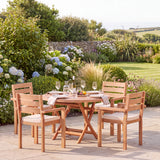 Teak Set 120cm Spiral Folding Table with 4 Marlow Stacking Chairs - Teak Garden Dining Set - UK and Ireland garden setting - image 1 Teak Set 120cm Spiral Folding Table with 4 Marlow Stacking Chairs - Teak Garden Dining Set - UK and Ireland garden setting - image 1