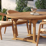 Teak Round to Oval 120cm-170cm Extending Table 4cm Top with 6 Sydney Chairs – Teak Garden Dining Set, Free Cushions Teak Round to Oval 120cm-170cm Extending Table 4cm Top with 6 Sydney Chairs – Teak Garden Dining Set, Free Cushions