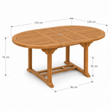 8 Seater Teak Garden Dining Set - 120-170cm Round-to-Oval Extending Table with 4 Oxford Stacking Chairs & 2 San Francisco Benches 8 Seater Teak Garden Dining Set - 120-170cm Round-to-Oval Extending Table with 4 Oxford Stacking Chairs & 2 San Francisco Benches