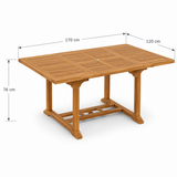 6 Seater Teak Garden Dining Set - 120-170cm Square-to-Rectangular Extending Table, 4cm Top with Henley Stacking Chairs 6 Seater Teak Garden Dining Set - 120-170cm Square-to-Rectangular Extending Table, 4cm Top with Henley Stacking Chairs