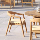 Teak Set 120cm Spiral Folding Table 4cm Top with 4 Sydney Chairs – Teak Garden Dining Set, Free Cushions Teak Set 120cm Spiral Folding Table 4cm Top with 4 Sydney Chairs – Teak Garden Dining Set, Free Cushions