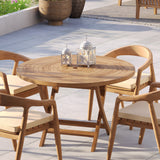 Teak Set 120cm Spiral Folding Table 4cm Top with 4 Sydney Chairs – Teak Garden Dining Set, Free Cushions Teak Set 120cm Spiral Folding Table 4cm Top with 4 Sydney Chairs – Teak Garden Dining Set, Free Cushions