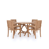 Teak Set 120cm Sunshine Round Folding Table with 4 Henley Stacking Chairs Teak Set 120cm Sunshine Round Folding Table with 4 Henley Stacking Chairs