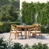 Teak Set 120cm Maximus Round Fixed Table 4cm Top with 4 Sydney Chairs – Teak Garden Dining Set, Free Cushions Teak Set 120cm Maximus Round Fixed Table 4cm Top with 4 Sydney Chairs – Teak Garden Dining Set, Free Cushions