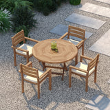 Teak Set 120cm Maximus Round Fixed Table with 4 Marlow Stacking Chairs Teak Set 120cm Maximus Round Fixed Table with 4 Marlow Stacking Chairs