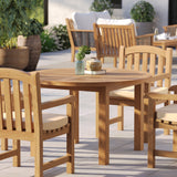 Teak Set 120cm Maximus Round Fixed Table 4cm Top With 4 Warwick Teak Chairs – Teak Garden Dining Set, Free Cushions Teak Set 120cm Maximus Round Fixed Table 4cm Top With 4 Warwick Teak Chairs – Teak Garden Dining Set, Free Cushions