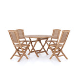 Teak Set 120cm Spiral Folding Table with 4 Folding Chairs Teak Set 120cm Spiral Folding Table with 4 Folding Chairs