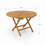 4 Seater Teak Garden Dining Set - 120cm Round Spiral Folding Table with San Francisco Chairs 4 Seater Teak Garden Dining Set - 120cm Round Spiral Folding Table with San Francisco Chairs
