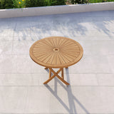 Teak 120cm Round Sunshine Folding Table with 6 Folding Chairs Teak 120cm Round Sunshine Folding Table with 6 Folding Chairs
