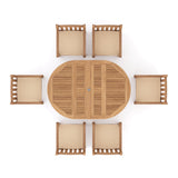 Teak Round to Oval 120-170cm Extending Table, 4cm Top with 6 Warwick Chairs, Free Cushions. Teak Round to Oval 120-170cm Extending Table, 4cm Top with 6 Warwick Chairs, Free Cushions.