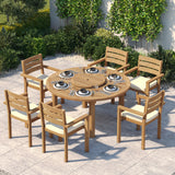 Teak Set 150cm Maximus Round Table with 6 Marlow Stacking Chairs – Teak Garden Dining Set Teak Set 150cm Maximus Round Table with 6 Marlow Stacking Chairs – Teak Garden Dining Set