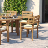 Teak Set 150cm Maximus Round Table with 6 Marlow Stacking Chairs – Teak Garden Dining Set Teak Set 150cm Maximus Round Table with 6 Marlow Stacking Chairs – Teak Garden Dining Set
