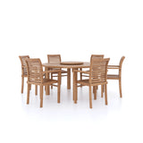 Teak Set 150cm Maximus Round Table, 4cm Top (6 Oxford Stacking Chairs) Cushions included. Teak Set 150cm Maximus Round Table, 4cm Top (6 Oxford Stacking Chairs) Cushions included.