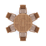 Teak Set 150cm Maximus Round Table, 4cm Top (6 Oxford Stacking Chairs) Cushions included. Teak Set 150cm Maximus Round Table, 4cm Top (6 Oxford Stacking Chairs) Cushions included.