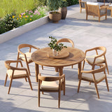 Teak 150cm Maximus Round Table 4cm Top with 6 Sydney Chairs – Teak Garden Dining Set, Free Cushions Teak 150cm Maximus Round Table 4cm Top with 6 Sydney Chairs – Teak Garden Dining Set, Free Cushions