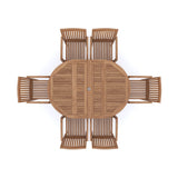 Teak 4cm Top Round To Oval 120-170cm Extending Table (6 Henley Stacking Chairs) cushions included. Teak 4cm Top Round To Oval 120-170cm Extending Table (6 Henley Stacking Chairs) cushions included.