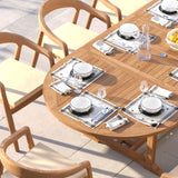Teak 180-240cm Oval Extending Table 4cm Top with 8 Sydney Chairs – Teak Garden Dining Set, Free Cushions Teak 180-240cm Oval Extending Table 4cm Top with 8 Sydney Chairs – Teak Garden Dining Set, Free Cushions