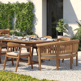Teak 180–240cm Oval Extending Table 4cm Top and 120cm Wide with 6 Sydney Chairs & 2 San Francisco Benches – Teak Garden Dining Set, Free Cushions Teak 180–240cm Oval Extending Table 4cm Top and 120cm Wide with 6 Sydney Chairs & 2 San Francisco Benches – Teak Garden Dining Set, Free Cushions