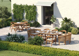 Teak 180–240cm Oval Extending Table 4cm Top and 120cm Wide with 6 Sydney Chairs & 2 San Francisco Benches – Teak Garden Dining Set, Free Cushions Teak 180–240cm Oval Extending Table 4cm Top and 120cm Wide with 6 Sydney Chairs & 2 San Francisco Benches – Teak Garden Dining Set, Free Cushions