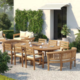 Teak 180–240cm Oval Extending Table with 6 Marlow Stacking Chairs & 2 San Francisco Benches – Teak Garden Dining Set Teak 180–240cm Oval Extending Table with 6 Marlow Stacking Chairs & 2 San Francisco Benches – Teak Garden Dining Set