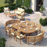 Teak 180–240cm Oval Extending Table with 6 Marlow Stacking Chairs & 2 San Francisco Benches – Teak Garden Dining Set Teak 180–240cm Oval Extending Table with 6 Marlow Stacking Chairs & 2 San Francisco Benches – Teak Garden Dining Set