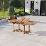 180cm to 240cm Teak Oval Extending Table with 8 Oxford Stacking Chairs, Free Cushions 180cm to 240cm Teak Oval Extending Table with 8 Oxford Stacking Chairs, Free Cushions