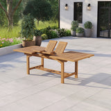 Teak Rectangle 180-240cm Extending Table 4cm Top with 8 Marlow Stacking Chairs, Free Cushions Teak Rectangle 180-240cm Extending Table 4cm Top with 8 Marlow Stacking Chairs, Free Cushions