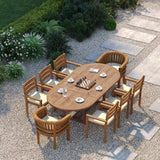 Teak 180–240cm Oval Extending Table with 6 Marlow Stacking Chairs & 2 San Francisco Chairs – Premium Teak Garden Dining Set Teak 180–240cm Oval Extending Table with 6 Marlow Stacking Chairs & 2 San Francisco Chairs – Premium Teak Garden Dining Set