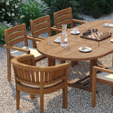 Teak 180–240cm Oval Extending Table with 6 Marlow Stacking Chairs & 2 San Francisco Chairs – Premium Teak Garden Dining Set Teak 180–240cm Oval Extending Table with 6 Marlow Stacking Chairs & 2 San Francisco Chairs – Premium Teak Garden Dining Set
