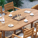 Teak 180–240cm Oval Extending Table with 6 Marlow Stacking Chairs & 2 San Francisco Chairs – Premium Teak Garden Dining Set Teak 180–240cm Oval Extending Table with 6 Marlow Stacking Chairs & 2 San Francisco Chairs – Premium Teak Garden Dining Set