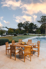 8 Seater Teak Garden Dining Set - 180cm Maximus Round Table with Henley Stacking Chairs 8 Seater Teak Garden Dining Set - 180cm Maximus Round Table with Henley Stacking Chairs