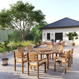Teak Set 180cm Maximus Round Fixed Table 4cm Top with 8 Marlow Stacking Chairs – Teak Garden Dining Set, Free Cushions Teak Set 180cm Maximus Round Fixed Table 4cm Top with 8 Marlow Stacking Chairs – Teak Garden Dining Set, Free Cushions