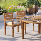 Teak Set 180cm Maximus Round Fixed Table 4cm Top with 8 Marlow Stacking Chairs – Teak Garden Dining Set, Free Cushions Teak Set 180cm Maximus Round Fixed Table 4cm Top with 8 Marlow Stacking Chairs – Teak Garden Dining Set, Free Cushions