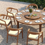 Teak Set 180cm Maximus Round Fixed Table 4cm Top with 8 Sydney Chairs – Teak Garden Dining Set, Free Cushions Teak Set 180cm Maximus Round Fixed Table 4cm Top with 8 Sydney Chairs – Teak Garden Dining Set, Free Cushions