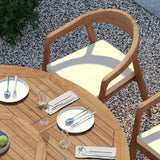 Teak Set 180cm Maximus Round Fixed Table 4cm Top with 8 Sydney Chairs – Teak Garden Dining Set, Free Cushions Teak Set 180cm Maximus Round Fixed Table 4cm Top with 8 Sydney Chairs – Teak Garden Dining Set, Free Cushions