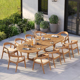 Teak Oval 2m–3m Extending Table 4cm Top with 10 Sydney Chairs – Teak Garden Dining Set, Free Cushions Teak Oval 2m–3m Extending Table 4cm Top with 10 Sydney Chairs – Teak Garden Dining Set, Free Cushions