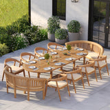 Teak Oval 2m to 3m Extending Table 4cm Top with 8 Sydney Chairs & 2 San Francisco Benches – Teak Garden Dining Set, Free Cushions Teak Oval 2m to 3m Extending Table 4cm Top with 8 Sydney Chairs & 2 San Francisco Benches – Teak Garden Dining Set, Free Cushions