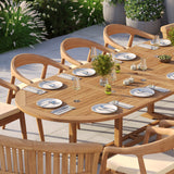 Teak Oval 2m to 3m Extending Table 4cm Top with 8 Sydney Chairs & 2 San Francisco Benches – Teak Garden Dining Set, Free Cushions Teak Oval 2m to 3m Extending Table 4cm Top with 8 Sydney Chairs & 2 San Francisco Benches – Teak Garden Dining Set, Free Cushions