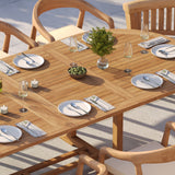 Teak Oval 2m to 3m Extending Table 4cm Top with 8 Sydney Chairs & 2 San Francisco Benches – Teak Garden Dining Set, Free Cushions Teak Oval 2m to 3m Extending Table 4cm Top with 8 Sydney Chairs & 2 San Francisco Benches – Teak Garden Dining Set, Free Cushions