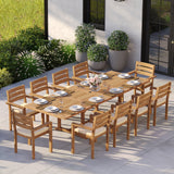 Teak Set 200–300cm Rectangle Extending Table 4cm Top with 10 Marlow Stacking Chairs – Teak Garden Dining Set Teak Set 200–300cm Rectangle Extending Table 4cm Top with 10 Marlow Stacking Chairs – Teak Garden Dining Set