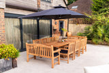12 Seater Teak Garden Dining Set - 200-300cm Rectangular Extending Table, 4cm Top with 8 Henley Stacking Chairs & 2 Harmony Benches 12 Seater Teak Garden Dining Set - 200-300cm Rectangular Extending Table, 4cm Top with 8 Henley Stacking Chairs & 2 Harmony Benches