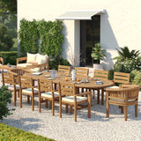 Teak Oval 2m to 3m Extending Table with 8 Marlow Stacking Chairs & 2 San Francisco Chairs – Teak Garden Dining Set Teak Oval 2m to 3m Extending Table with 8 Marlow Stacking Chairs & 2 San Francisco Chairs – Teak Garden Dining Set