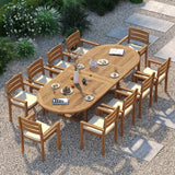 Teak Oval 2m to 3m Extending Table with 10 Marlow Stacking Chairs – Premium Teak Garden Furniture Set Teak Oval 2m to 3m Extending Table with 10 Marlow Stacking Chairs – Premium Teak Garden Furniture Set