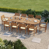 Teak Oval 2m to 3m Extending Table with 10 Marlow Stacking Chairs – Premium Teak Garden Furniture Set Teak Oval 2m to 3m Extending Table with 10 Marlow Stacking Chairs – Premium Teak Garden Furniture Set