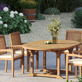 Teak 4cm Top Round To Oval 120-170cm Extending Table with 6 Henley Stacking Chairs, Free Cushions Teak 4cm Top Round To Oval 120-170cm Extending Table with 6 Henley Stacking Chairs, Free Cushions