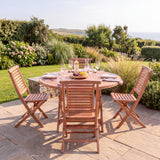 Teak Set 120cm Spiral Folding Table with 4 Folding Chairs: Compact Outdoor Dining Set with Folding Design - UK and Ireland garden setting - image 2 Teak Set 120cm Spiral Folding Table with 4 Folding Chairs: Compact Outdoor Dining Set with Folding Design - UK and Ireland garden setting - image 2