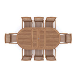 Teak Oval 180-240cm Extending Table with 8 Henley Stacking Chairs Cushions Included. Teak Oval 180-240cm Extending Table with 8 Henley Stacking Chairs Cushions Included.